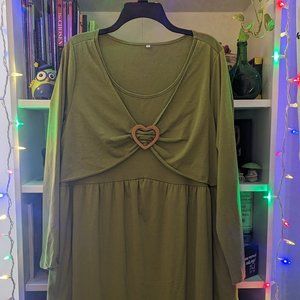 Olive Green Dress with Pockets